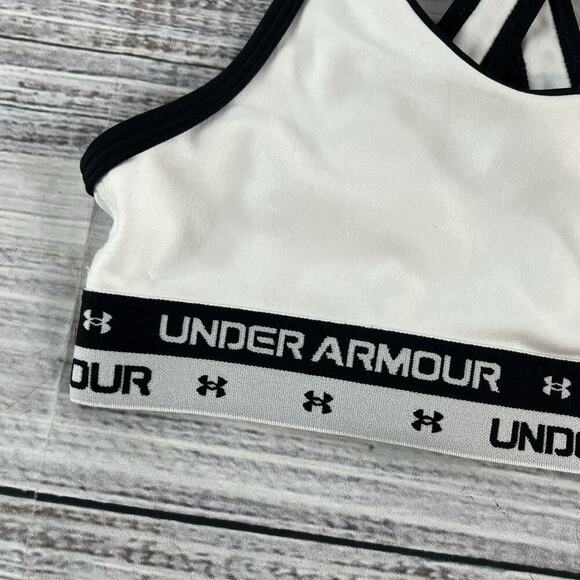 Under Armour Sports Bra size Girls Youth Small White Crossback Fitness - Picture 2 of 6